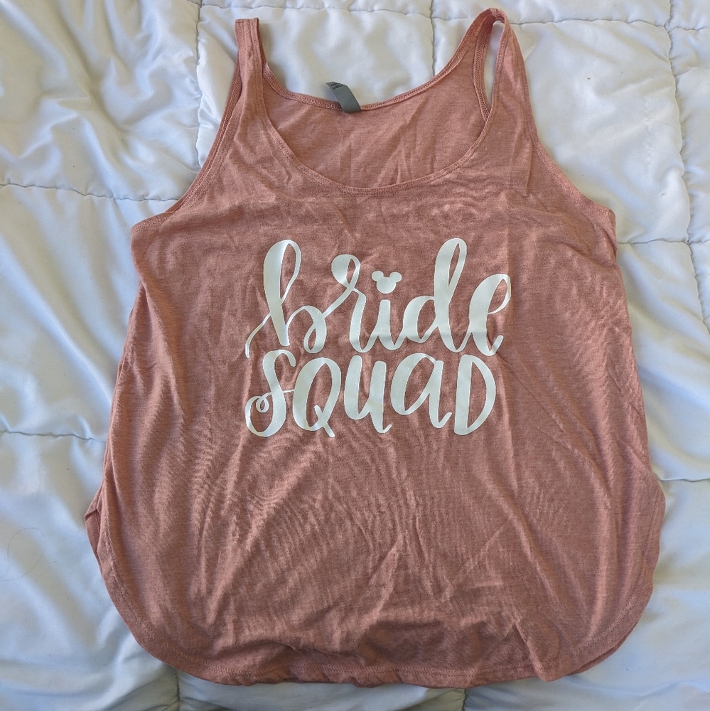 Etsy bride squad tank. Medium blush pink